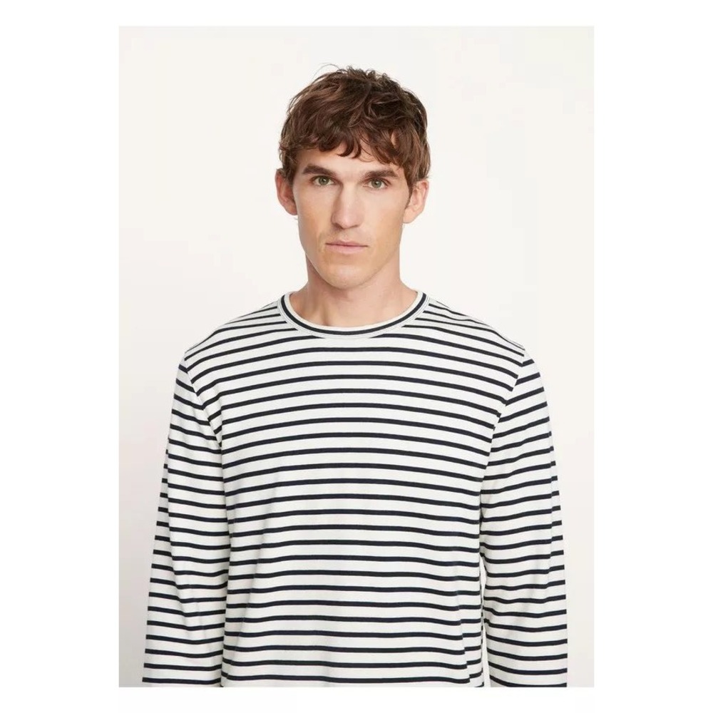 Vince. Mens XL Breton Stripe Long Sleeve Crewneck T-Shirt Navy White